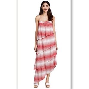 NWT St. Roche Phoebe Organic Cotton Asymmetrical Dress in Crimson XS